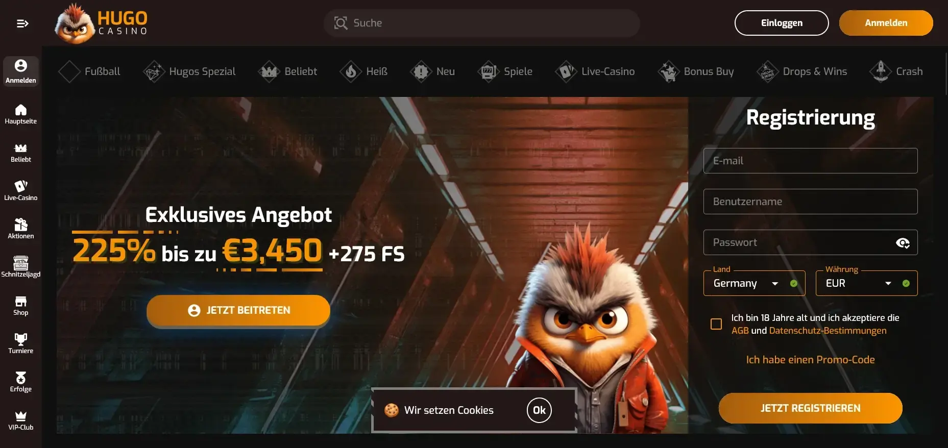 Hugo Online Casino Österreich legal Anmeldung